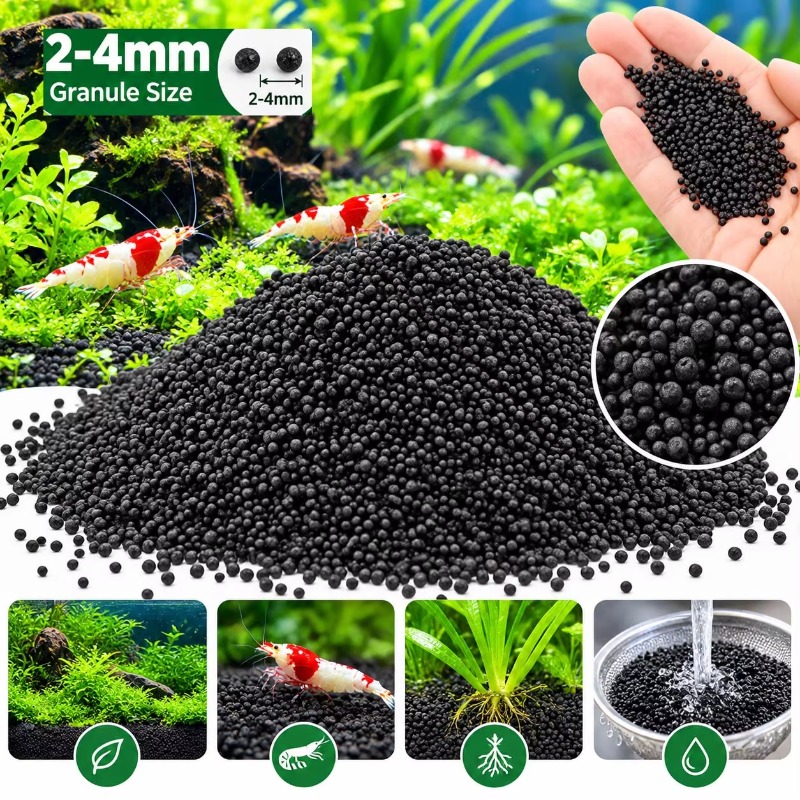 Aquarium Plant Substrate - Sous-couche noire pour aquarium, terre pour